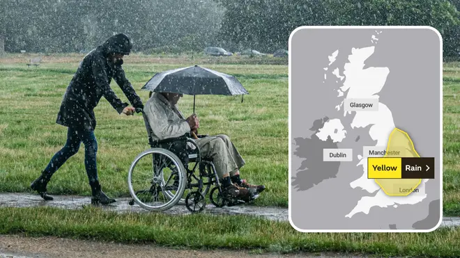 Heavy rain is set to batter most parts of England throughout the day on Tuesday