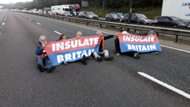 Protesters shared this image of them blocking the main carriageway of the M25
