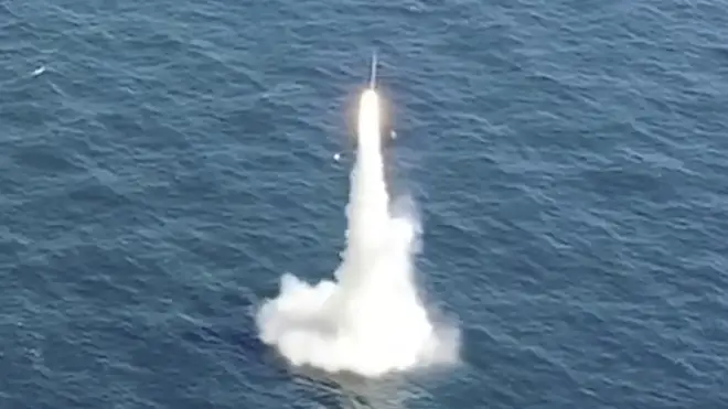 South Korea test-fires its first underwater-launched ballistic missile