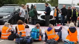 Insulate Britain protesters block a slip road from the M25 at Junction 25