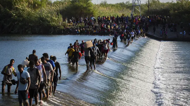 Haiti migrants waiting in Del Rio and Ciudad Acuna to get access to the United States, cross the Rio Grande (Marie D De Jesus/AP)
