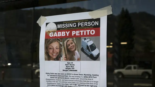 A poster appealing for information about Gabby Petito