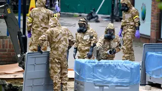 Soldiers outside Sergei Skripal's home