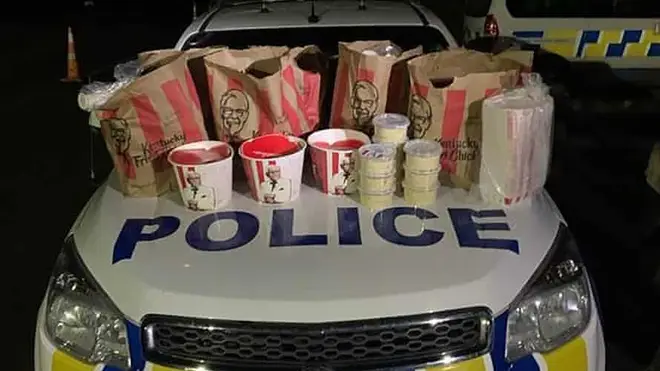 Police photos showed the chicken stash