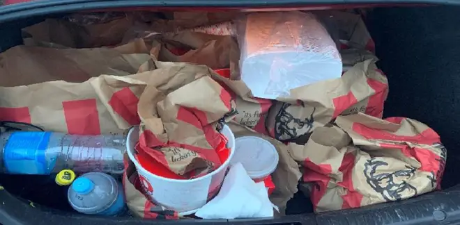 The car's boot was filled with fried chicken