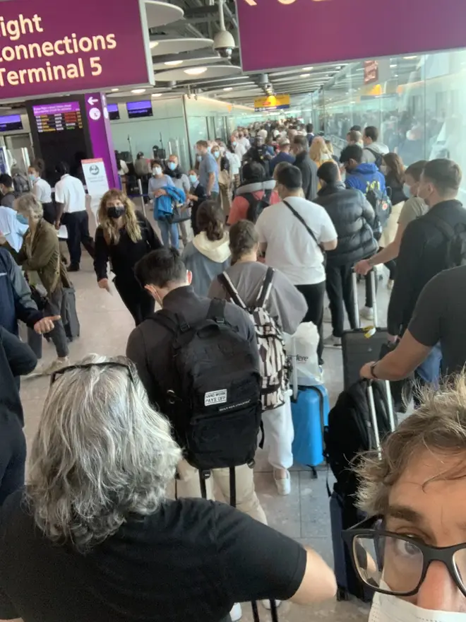 There are huge queues at Heathrow, Manchester, and Edinburgh airport as the e-gates have gone down.