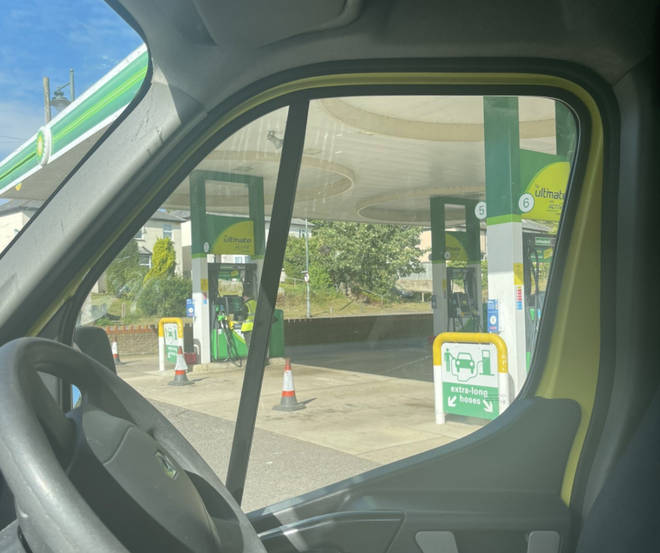 A young ambulance driver said she was bombarded with abuse after finally managing to fill up the vehicle