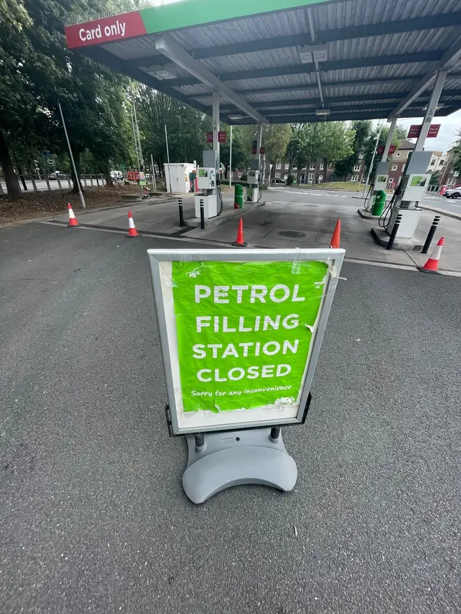 A closed petrol station on Saturday