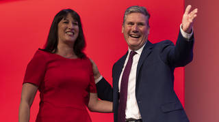 Labour shadow chancellor Rachel Reeves and leader Sir Keir Starmer at the party conference on Monday