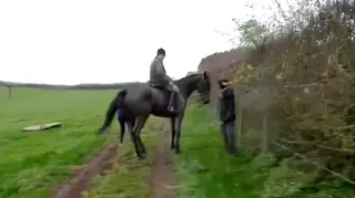 The sabs face off with a man believed to be George Winn-Darley