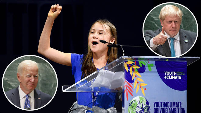 Greta Thunberg slammed Boris Johnson, Joe Biden and other world leaders for their lack of real action on tackling climate change.