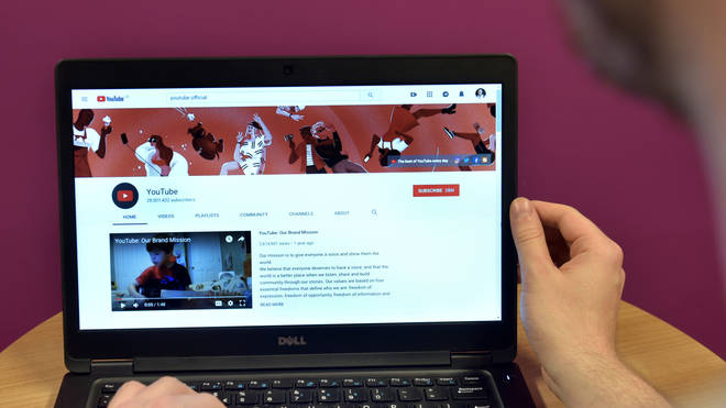 YouTube displayed on a laptop computer
