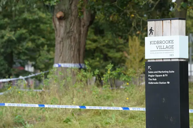 Police tape in Cator Park, Kidbrooke, south London, near to the scene where the body of Sabina Nessa was found.