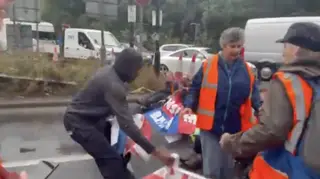A furious driver has clashed with Insulate Britain protesters.