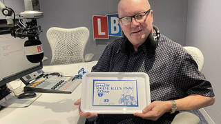 Steve Allen with the limited edition Tea Tray, raising funds for Global's Make Some Noise campaign