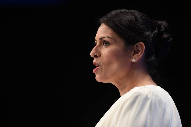 Priti Patel at the Conservative Party conference today