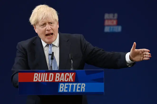 Boris Johnson during his conference speech on Wednesday