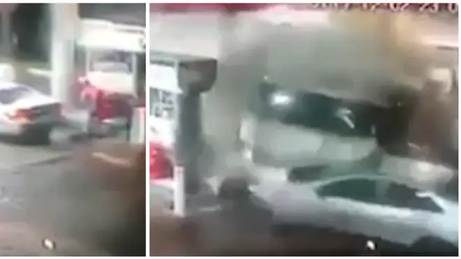 Lorry Smashes into Petrol Station