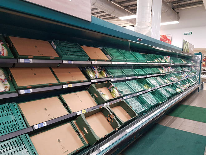 Shelves across most supermarkets have been emptied amid the crisis.