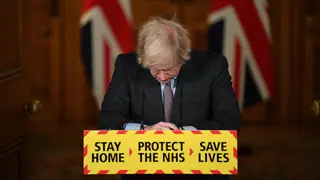 Boris Johnson speaks at a Downing Street coronavirus press conference