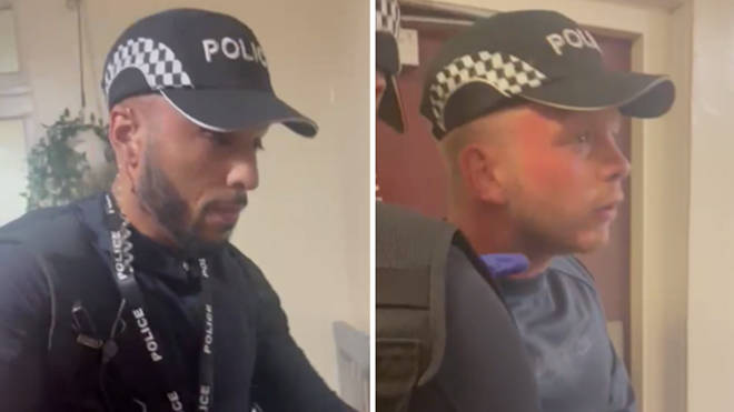 Police are hunting two fake police officers who tried to gain access to a property