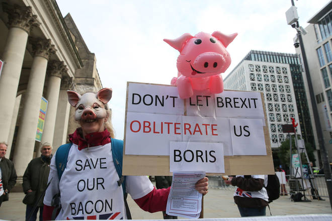 Pig farmers protested outside the Conservative Party conference last week amid fears 150,000 pigs could be destroyed due to labour shortages