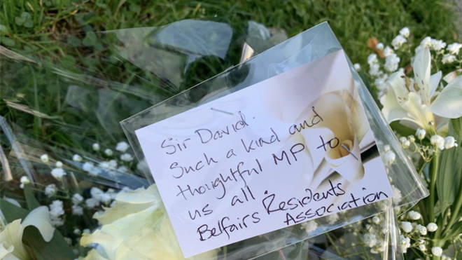 Floral tributes left at the scene of the stabbing