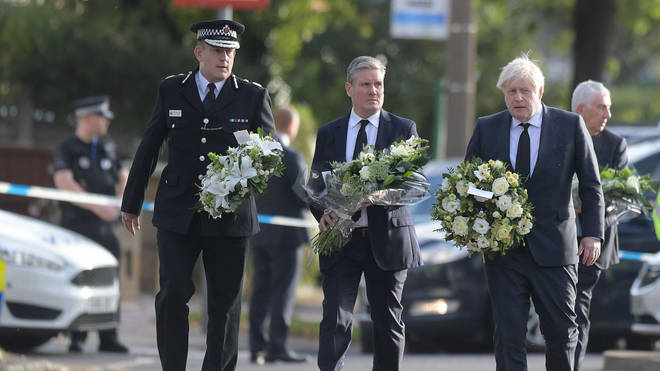 Boris Johnson left flowers with Sir Keir Starmer