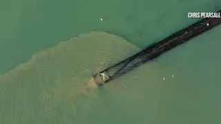 The footage shows sewage being dumped into Langstone Harbour
