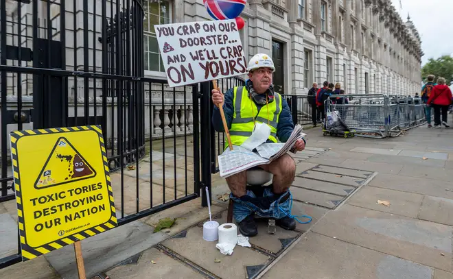 Activist Steve Bray protests outside Downing Street