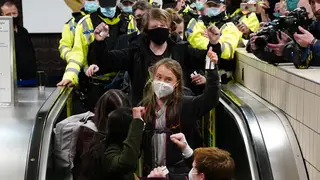 The 18-year-old activist arrived into Glasgow Central train station on Saturday evening