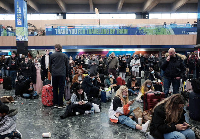 Hundreds of people were stranded at London Euston after a campaign for delegates to take the train
