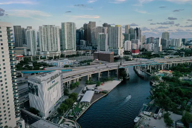 Boris Johnson has said 'four degrees and we say goodbye to whole cities' – including Miami, pictured.