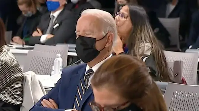Joe Biden was filmed shutting his eyes during a COP26 speech