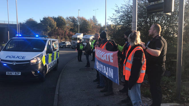 Insulate Britain have been stopped by police at junction 23 of the M25.