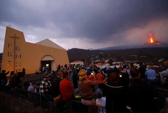 Tourists have gathered to catch a glimpse of the eruption