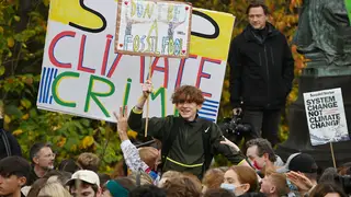 Demonstrators join the Fridays For Future march in Glasgow on Friday.