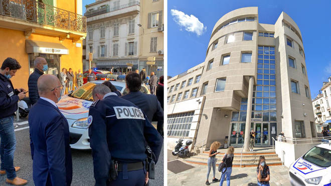 Police officers were attacked by a knifeman in outside the main Police Commissariat in Cannes