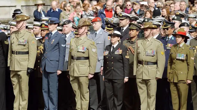 Veterans and military personnel from across the Commonwealth attend the Cenotaph service