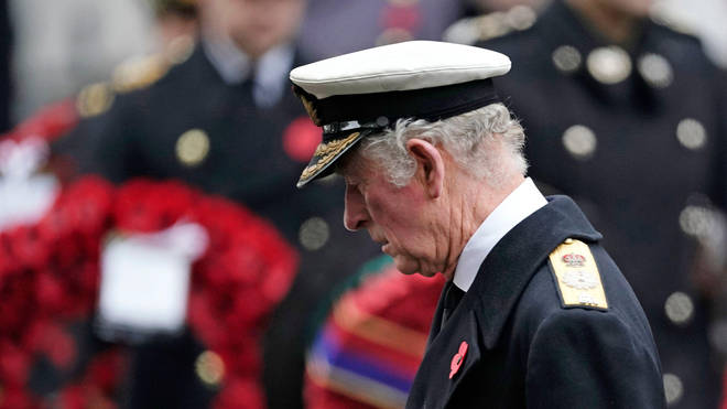 Prince Charles laid a wreath for the Queen