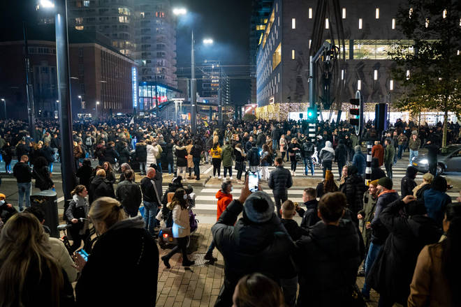 Violent protests erupted in Rotterdam on Friday
