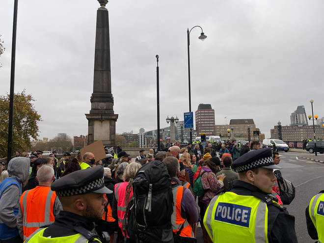 The protesters reached Lambeth Bridge at around 2pm