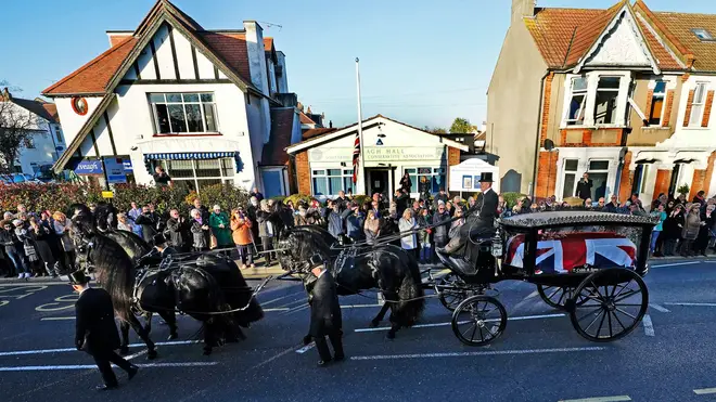 A horse-drawn hearse carried the coffin around Southend