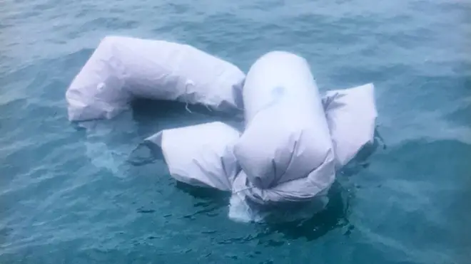 This is all that remained of the inflatable dinghy the migrants used to attempt to cross the Channel.
