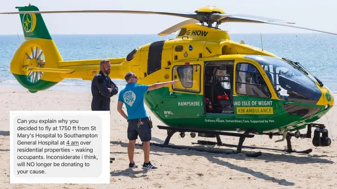 The air ambulance was criticised by an irate resident