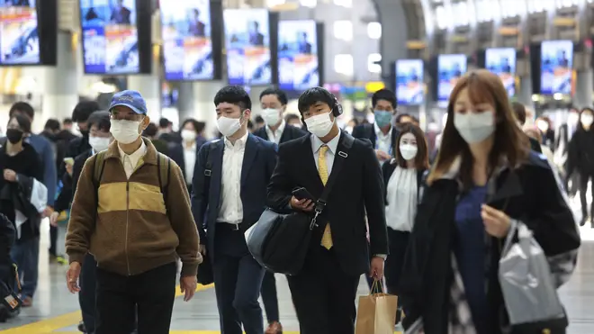 People wearing face masks in Tokyo