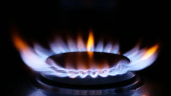 A burning gas hob