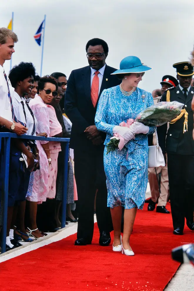Queen Elizabeth II on her final state visit to Barbados in 1989