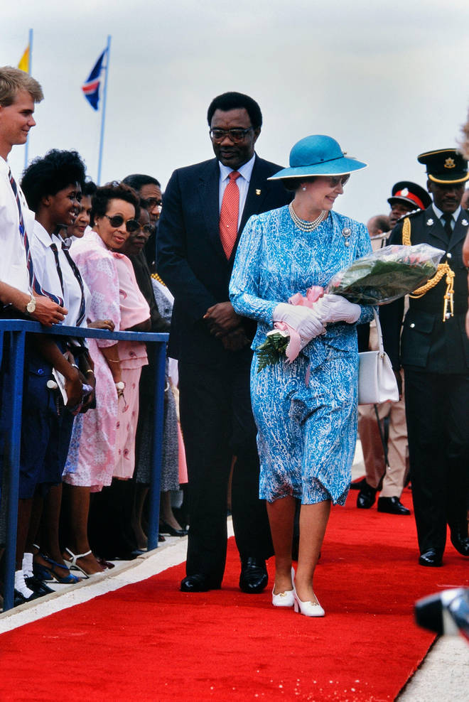 Queen Elizabeth II on her final state visit to Barbados in 1989