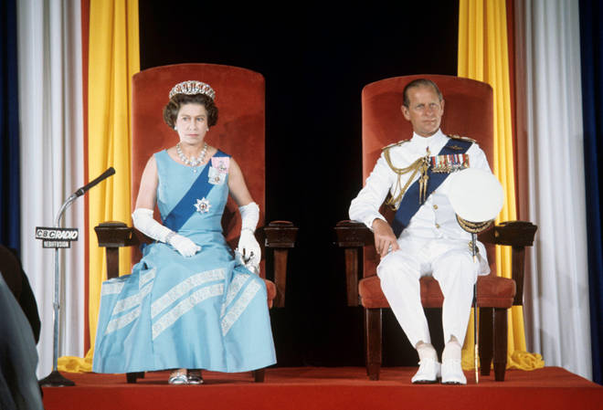 Queen Elizabeth and Prince Philip in Barbados during their Caribbean tour in 1977
